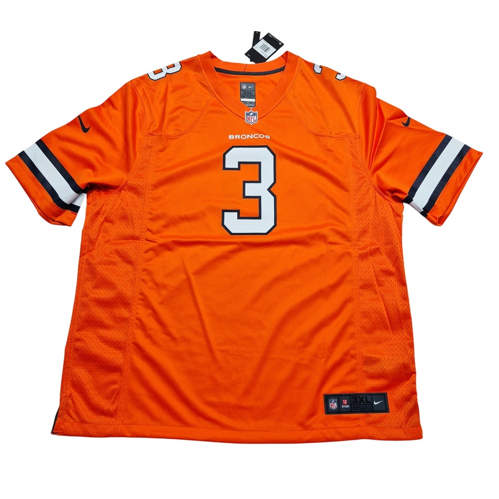 Russell Wilson Denver Broncos Nike Alternate Game Jersey Men's Size 3XL Orange
